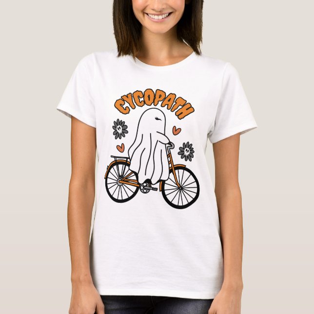 Camiseta Fantasma de Cycopath Halloween en bicicleta Naranj (Anverso)
