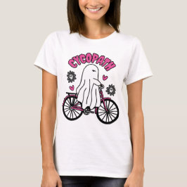 Camiseta Fantasma de Cycopath Halloween en bicicleta rosa