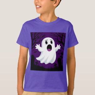 Camiseta Fantasma de Dibujos Animados Adorable en Halloween