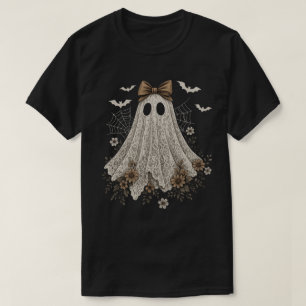Camiseta Fantasma de encaje elegante con lazo   Fantasma fl