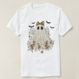 Camiseta Fantasma de encaje elegante con lazo   Fantasma fl