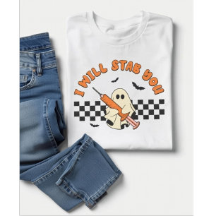 Camiseta Fantasma de Enfermera Divertida Te Apuñalaré Hallo