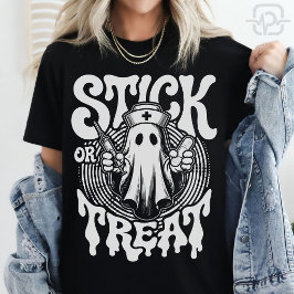 Camiseta Fantasma de Enfermera Stick Or Treat divertido Hal