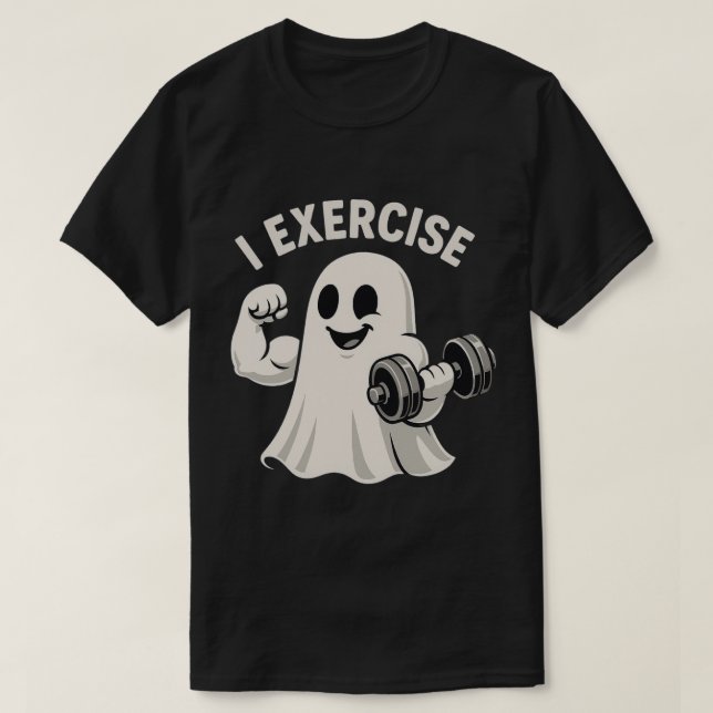 Camiseta Fantasma de fitness con dumbombantes | "Ejercicio" (Diseño del anverso)