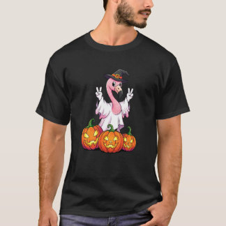 Camiseta Fantasma de Flamenco Divertido Calabaza Boo Hallow