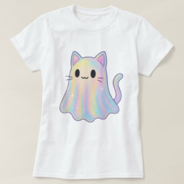 Camiseta Fantasma de gato arcoiris de Kawaii Pastel | Estét