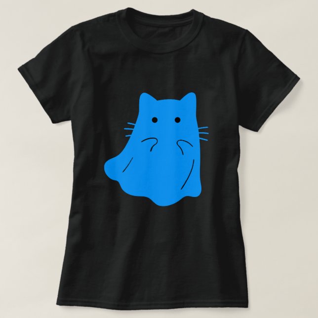 Camiseta Fantasma de gato azul de Kawaii (Diseño del anverso)