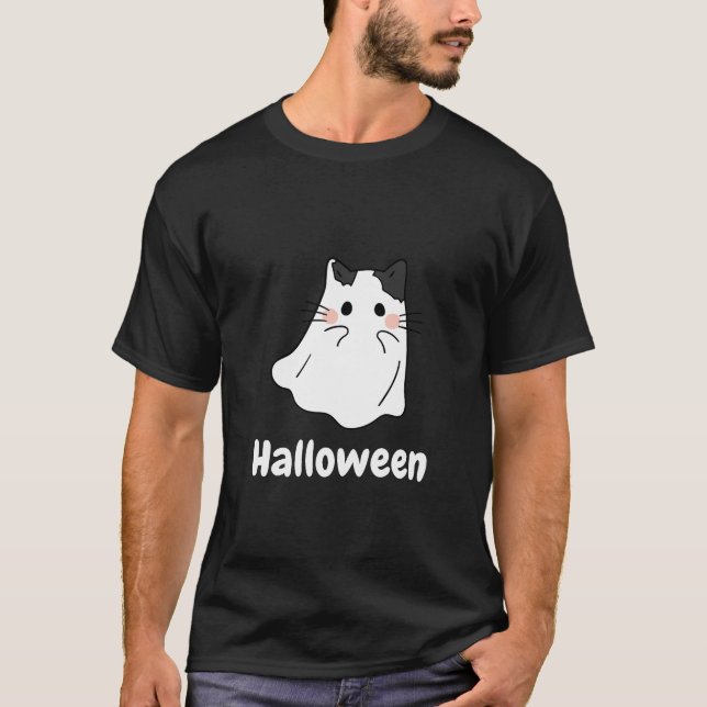 Camiseta Fantasma de gato de Halloween (Anverso)