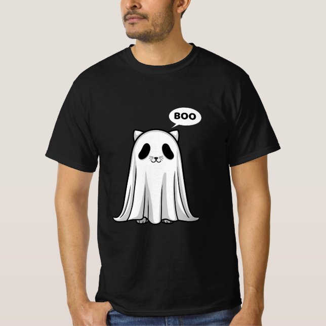Camiseta Fantasma de gato de panda espeluznante - Boo de Ha (Anverso)