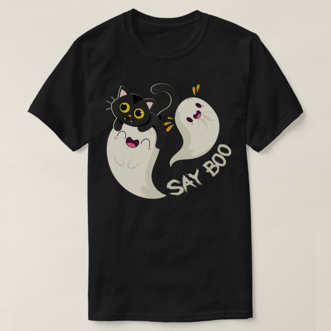 Camiseta Fantasma de gato lindo gracioso dice hombres de di (Diseño del anverso)