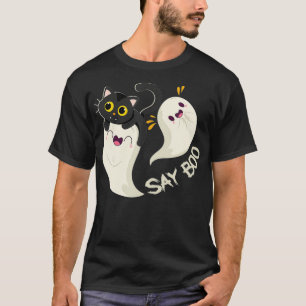 Camiseta Fantasma de gato lindo gracioso dice hombres de di