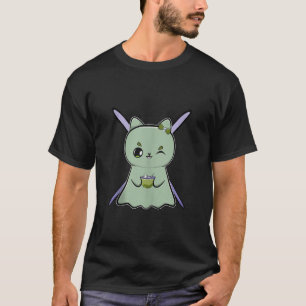 Camiseta Fantasma De Gato Negro De Anime Cuerdo Y Ramón De 