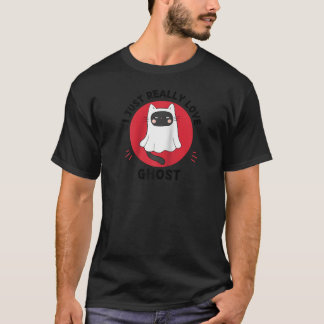 Camiseta Fantasma de gatos de Kawaii, me encanta el fantasm