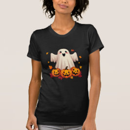 Camiseta Fantasma de Halloween adorable con calabazas