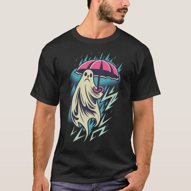 Camiseta Fantasma de Halloween bajo la lluvia (Anverso)