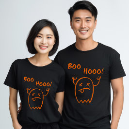 Camiseta Fantasma de Halloween Boo Hooo Oscuro Monocromo