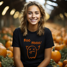 Camiseta Fantasma de Halloween Boo Hooo Oscuro Monocromo