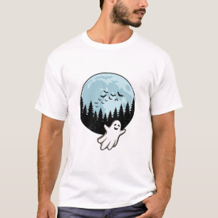 Camiseta Fantasma de Halloween Bosque Espeluznante Luna Vin