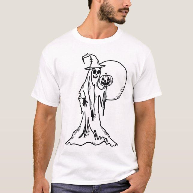 Camiseta Fantasma de Halloween con calabaza (Anverso)