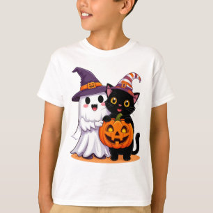 Camiseta Fantasma de Halloween con gato de calabaza 👻