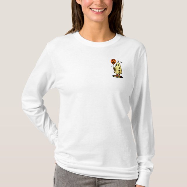 Camiseta Fantasma de Halloween con globo de calabaza (Anverso)