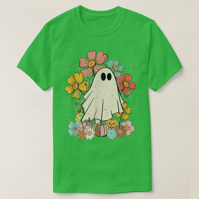 Camiseta Fantasma De Halloween Con Hermoso Jardín 374 (Diseño del anverso)
