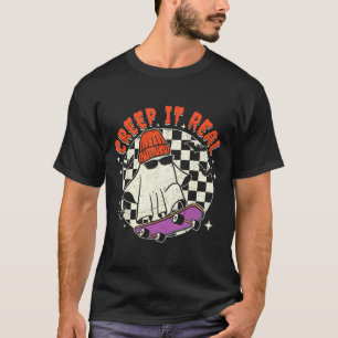 Camiseta Fantasma de Halloween Creep It Real Skateboarding 