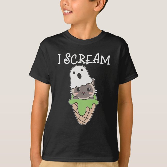 Camiseta Fantasma De Halloween Grito Un Arma De Helado (Anverso)