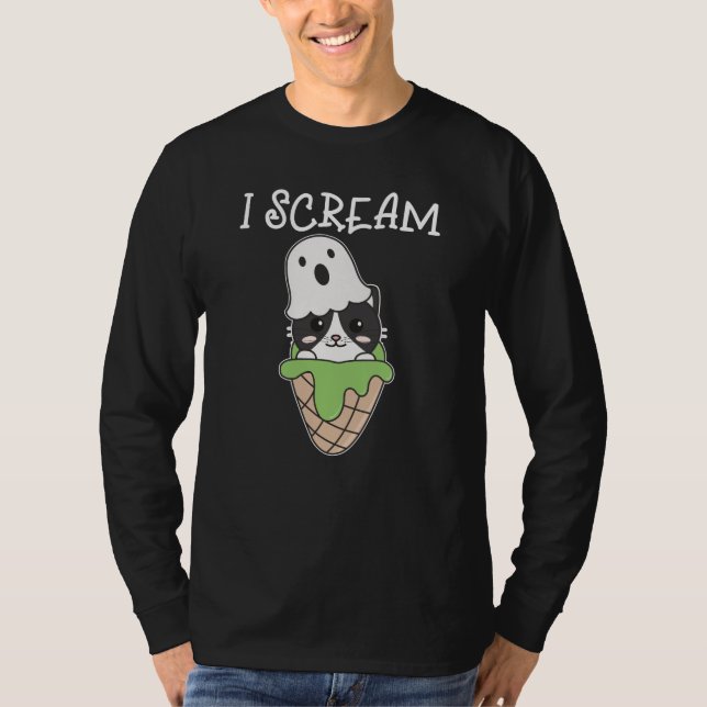 Camiseta Fantasma De Halloween Grito Un Arma De Helado (Anverso)