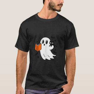 Camiseta Fantasma de Halloween lindo leyendo un libro con g