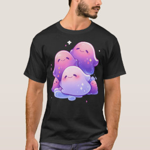 Camiseta Fantasma De Halloween Rosa Y Púrpura De Kawaii