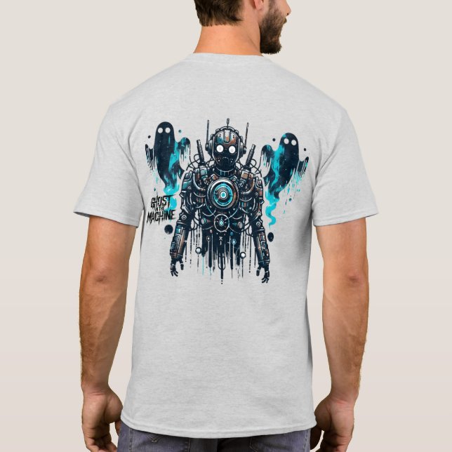 Camiseta 🤖 fantasma de la moda de la calle Cyberpunk en la (Reverso)