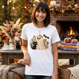 Camiseta Fantasma de lazo coquette floral retro
