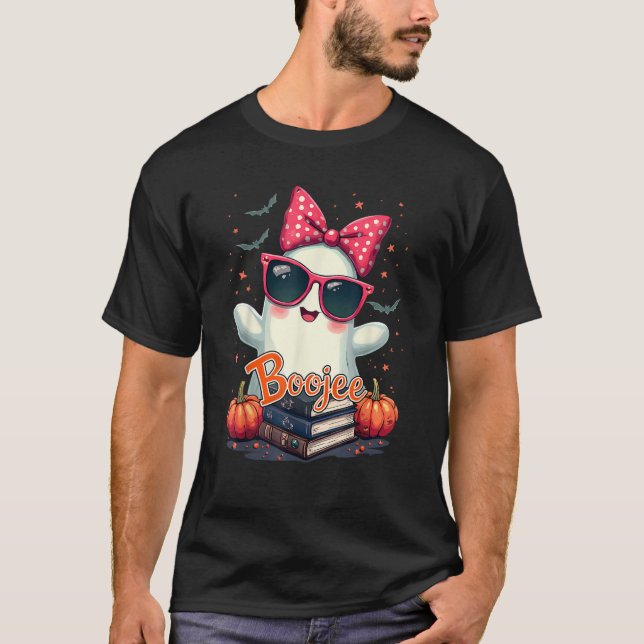 Camiseta Fantasma de libro lindo con libros (Anverso)