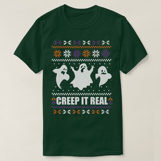 Camiseta Fantasma de los feos Navidades de Halloween (Diseño del anverso)
