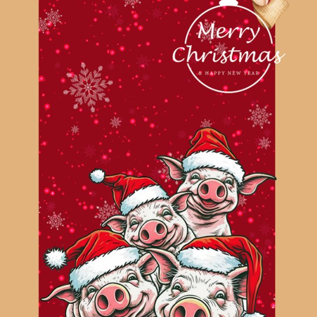Camiseta Fantasma de Noche de Halloween con Flores Espeluzn (Christmas Pigs Greeting Card)
