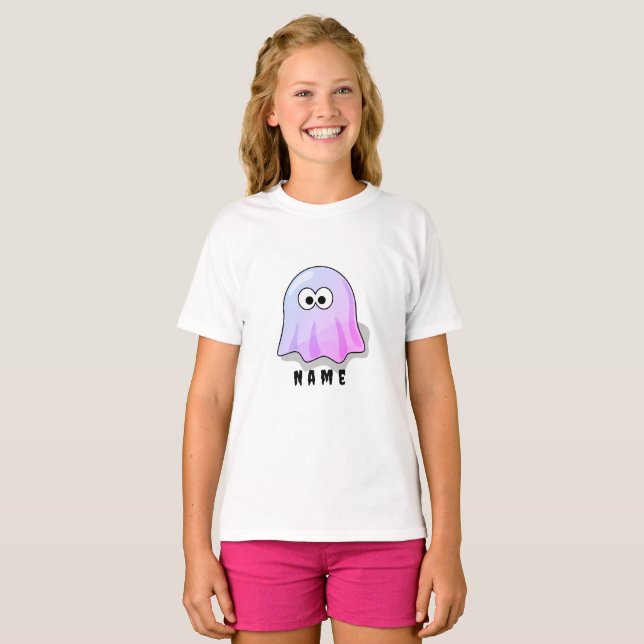 Camiseta Fantasma de ojos de Google rosa lindo: espeluznant (Anverso completo)