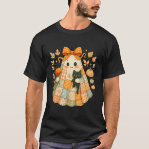 Camiseta Fantasma de patchwork con gato y manzana carameliz