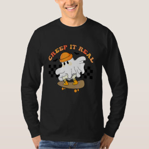 Camiseta Fantasma de patinaje retro Halloween Creep It Real