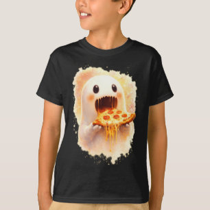 Camiseta Fantasma de Pizza Lindo Comiendo Pizza Halloween D