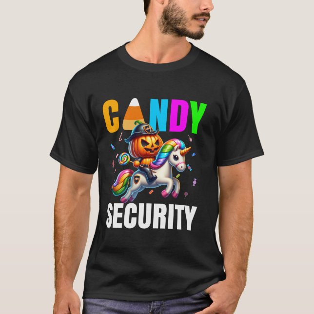 Camiseta Fantasma de seguridad de caramelos Halloween Papá  (Anverso)