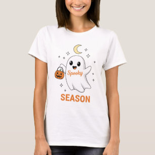 Camiseta Fantasma de temporada baja Kawaii Halloween