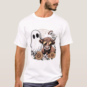 Camiseta Fantasma de vaca Highland de otoño floral