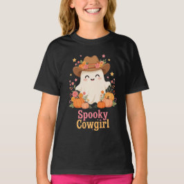 Camiseta Fantasma de Vaquera Espeluznante Arte de Calabaza 