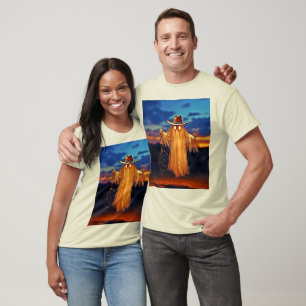 Camiseta Fantasma de vaquero en el diseño del atardecer