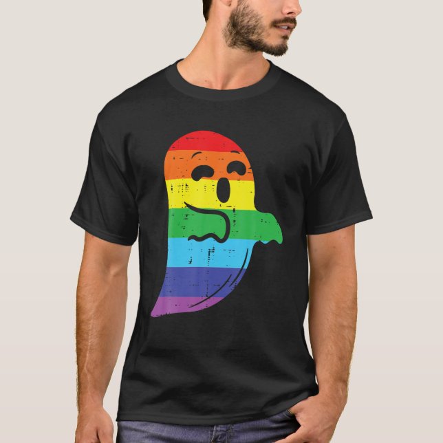 Camiseta Fantasma del arcoiris LGBT Orgullo Gay Lesbiana Ha (Anverso)