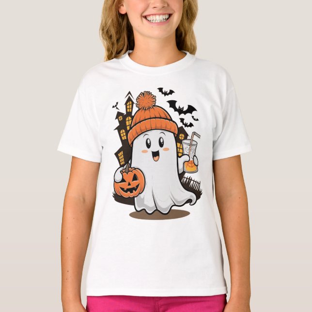 Camiseta Fantasma divertida con calabaza Halloween (Anverso)