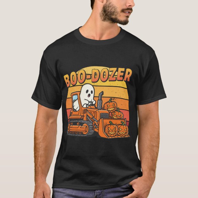 Camiseta Fantasma Divertido Boo Dozer Halloween (Anverso)