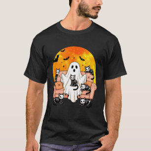 Camiseta Fantasma Divertido con Gatos Esqueleto Radiografía