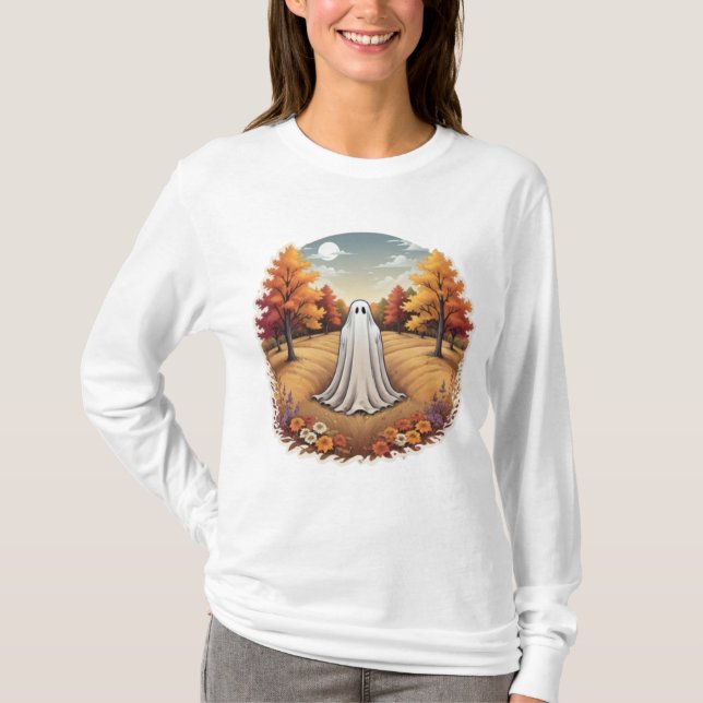 Camiseta Fantasma en el bosque otoñal (Anverso)